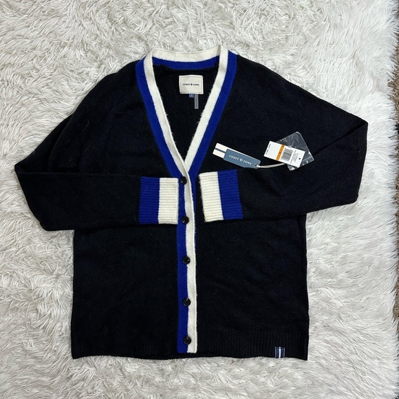 NWT Court & Rowe Women’s Button Down Cardigan Sweater Black and Blue Size Small - Picture 3 of 8